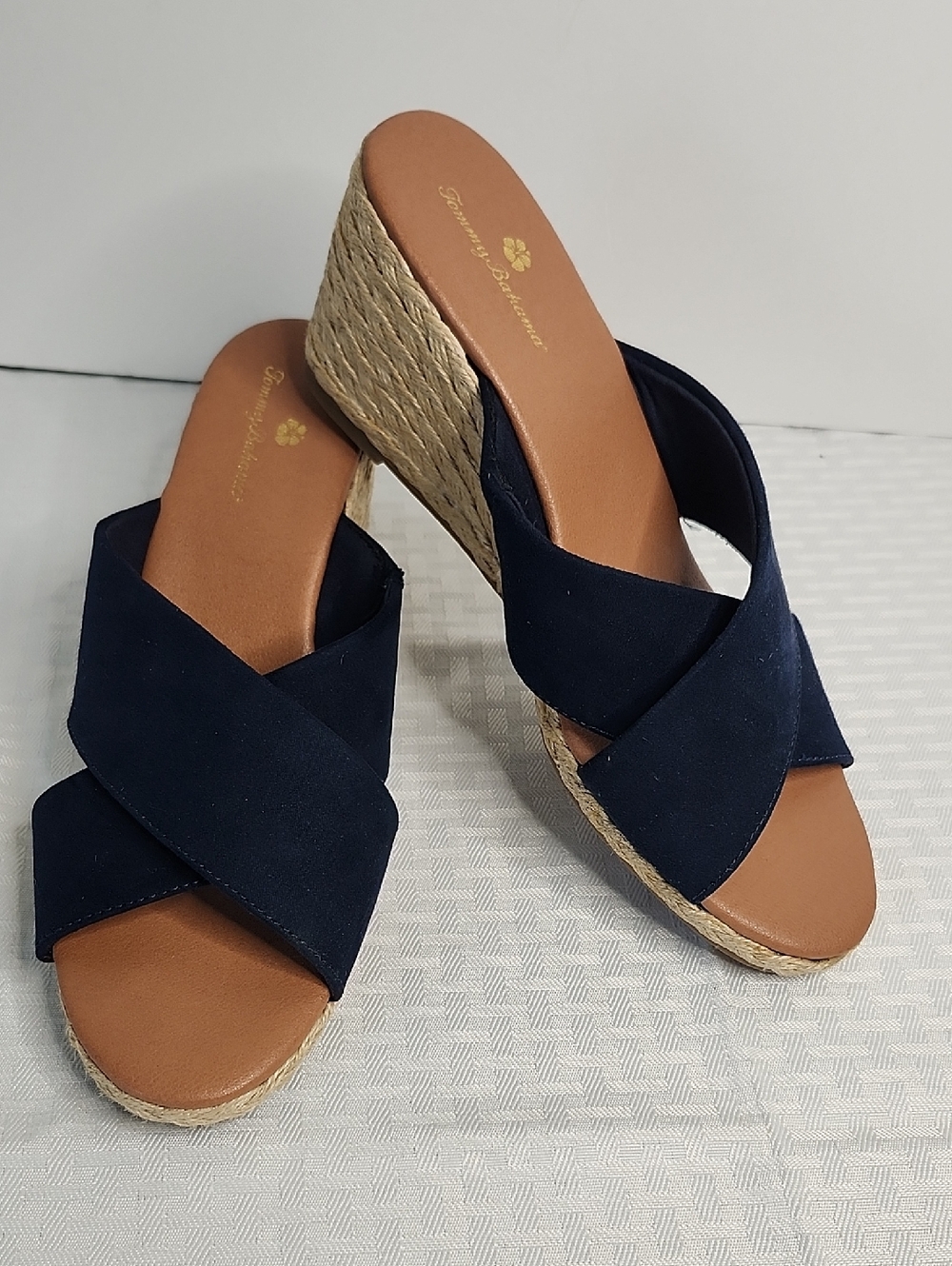 Tommy Bahama Navy Espadrille Wedge Sandals size 9.5